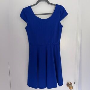 Cobalt Blue Crisscross Back Fit-and-Flare Dress